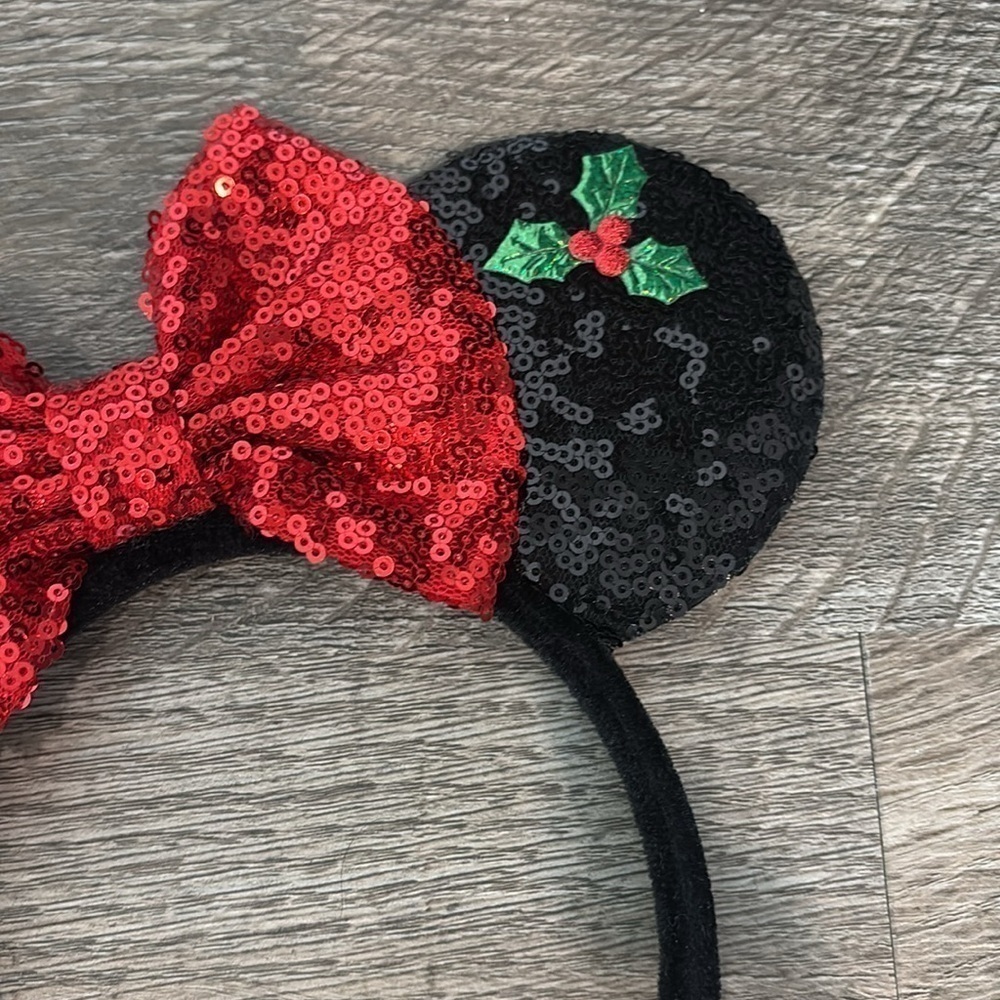 Kids Black and Red Sequin Mouse Ears Headband - Picture 2 of 3